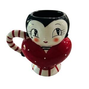 Johanna Parker Carnival Cottage CHICA Heart Mug Valentine Red Striped Magenta